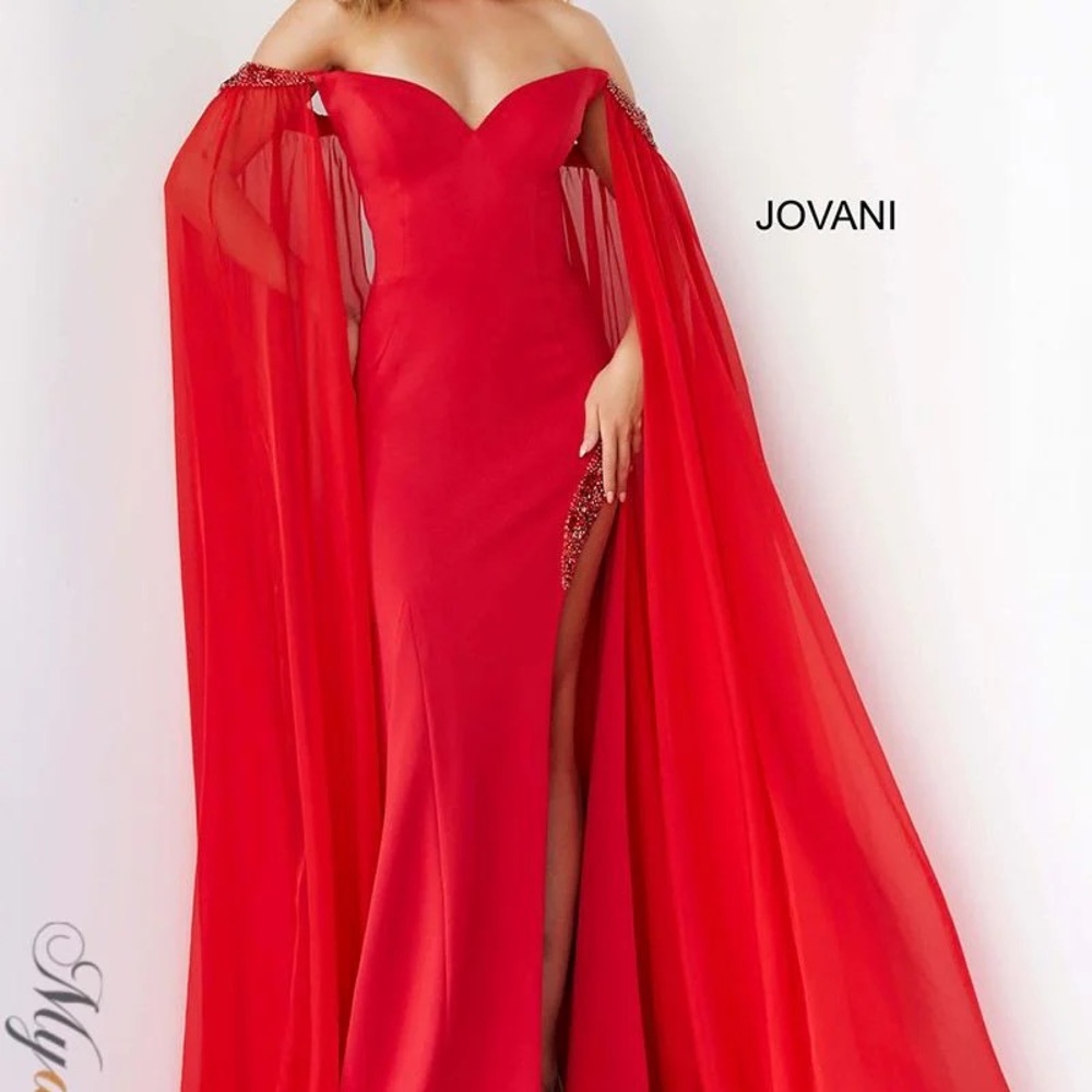 Jovani Red Cape Gown